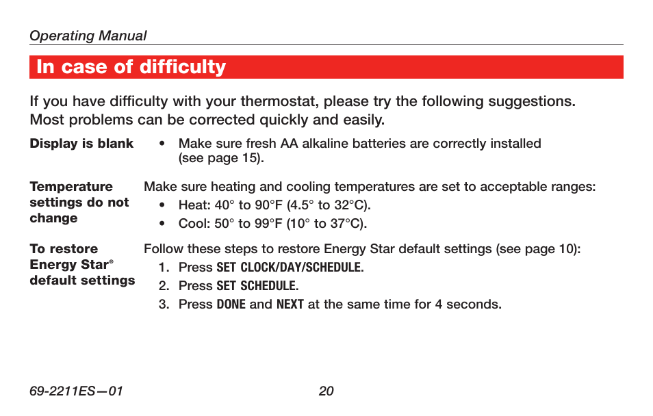 Honeywell RTH6400 User Manual | Page 22 / 52