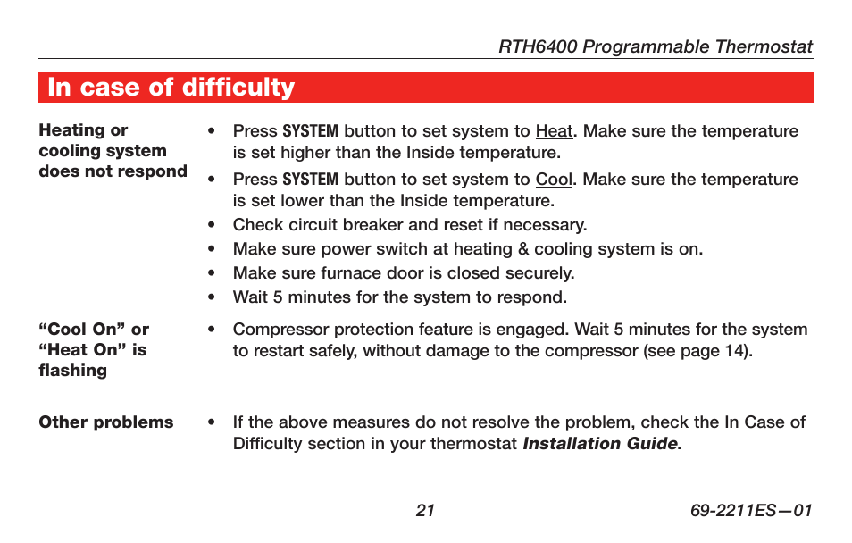 Honeywell RTH6400 User Manual | Page 23 / 52