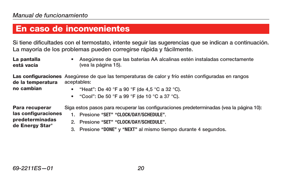 Honeywell RTH6400 User Manual | Page 48 / 52