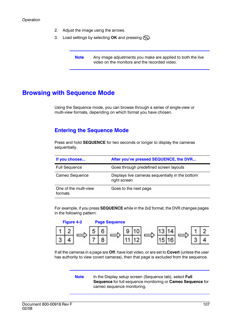 Browsing with sequence mode, Entering the sequence mode | Honeywell HRSD16 User Manual | Page 107 / 160