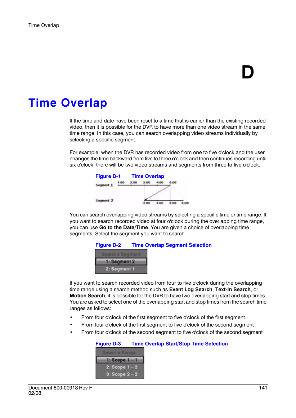 Time overlap d, Time overlap | Honeywell HRSD16 User Manual | Page 141 / 160