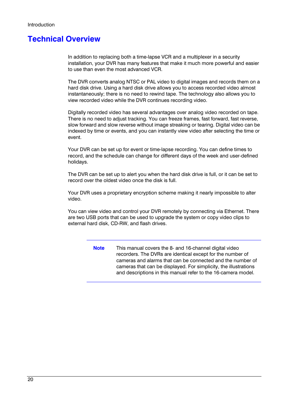 Technical overview | Honeywell HRSD16 User Manual | Page 20 / 160