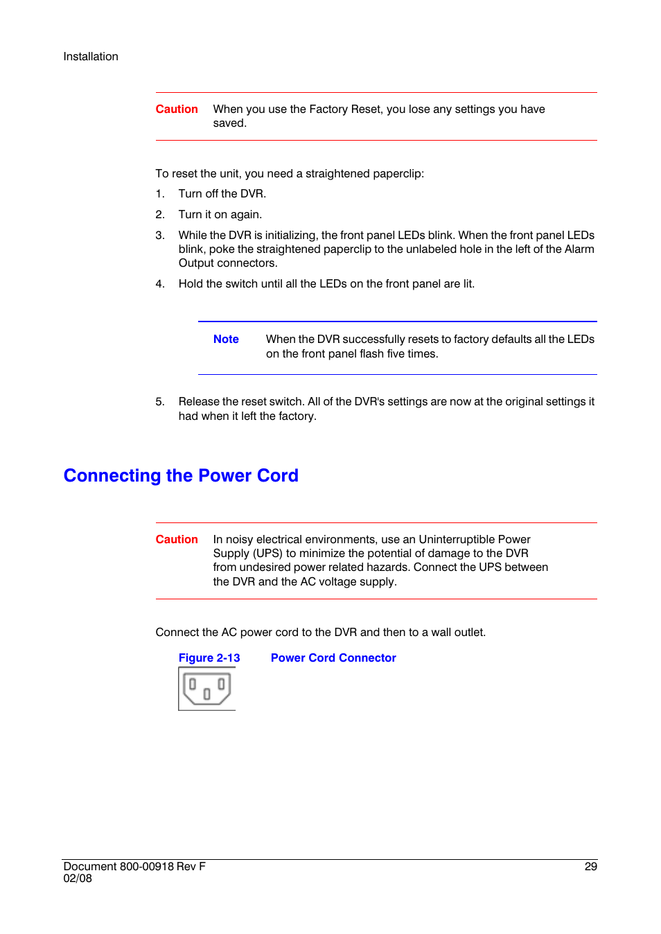 Connecting the power cord | Honeywell HRSD16 User Manual | Page 29 / 160