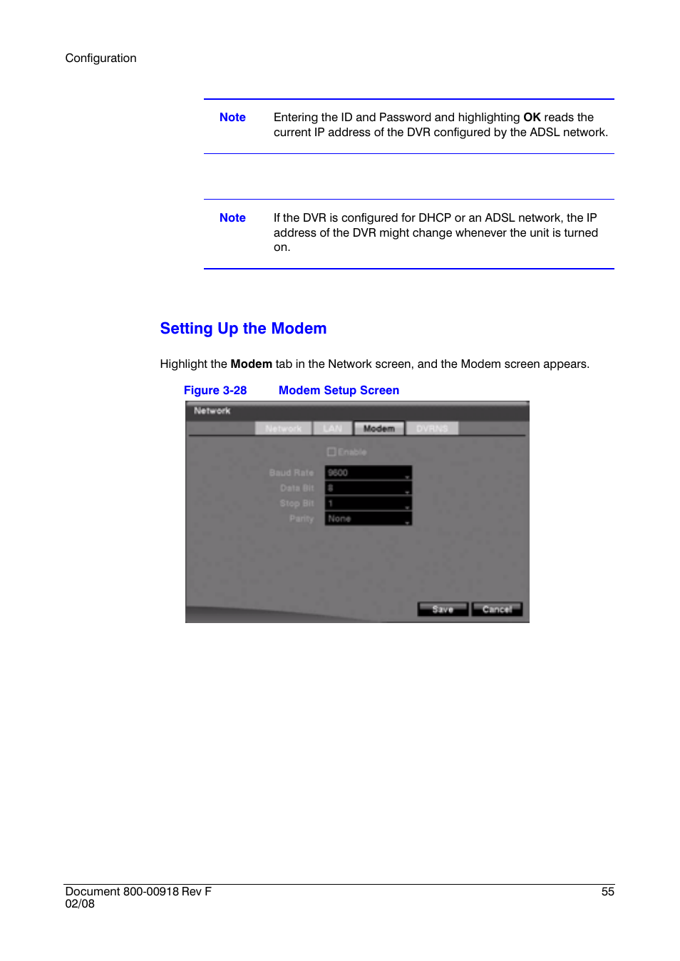 Setting up the modem | Honeywell HRSD16 User Manual | Page 55 / 160