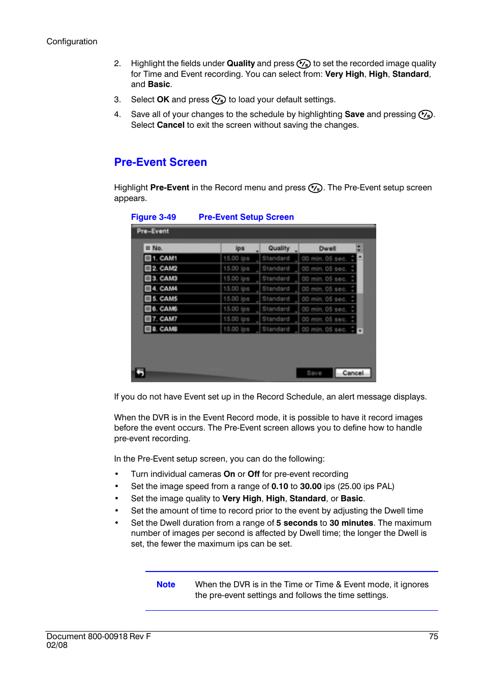 Pre-event screen | Honeywell HRSD16 User Manual | Page 75 / 160