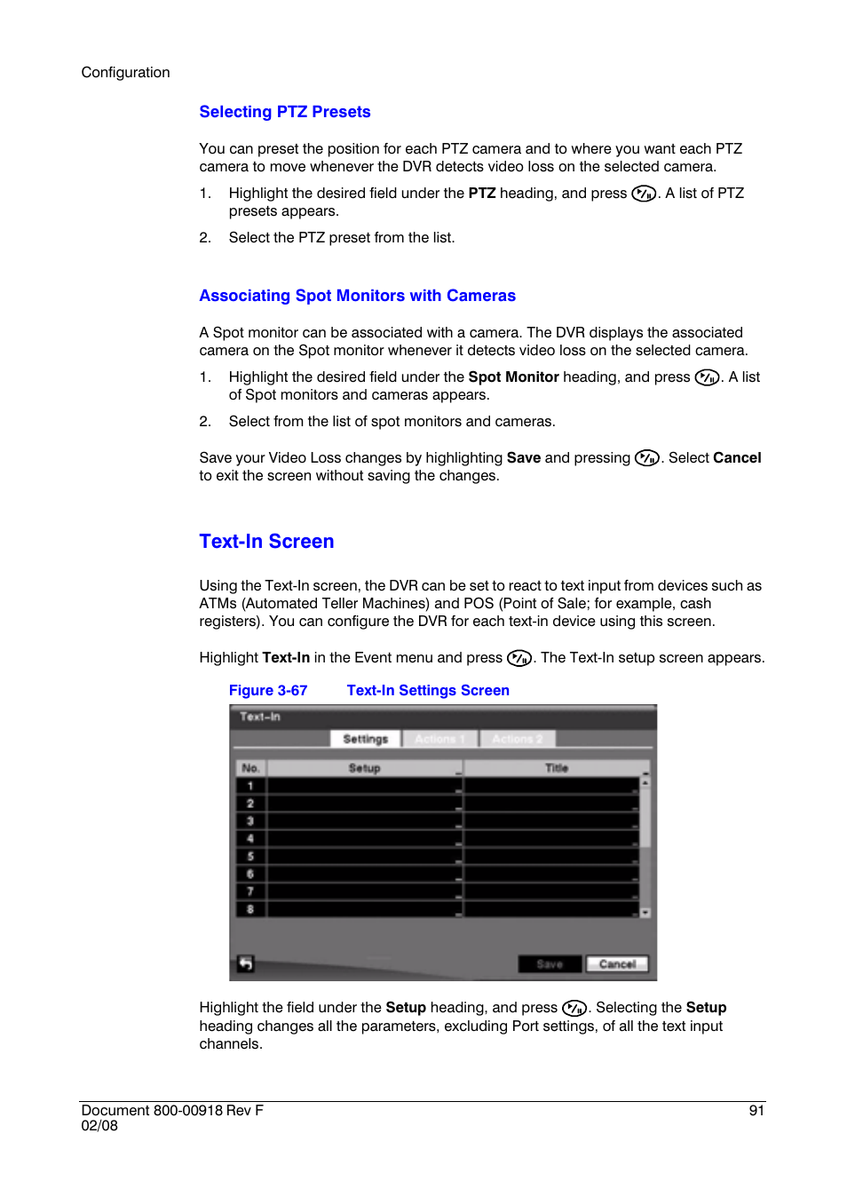 Text-in screen | Honeywell HRSD16 User Manual | Page 91 / 160