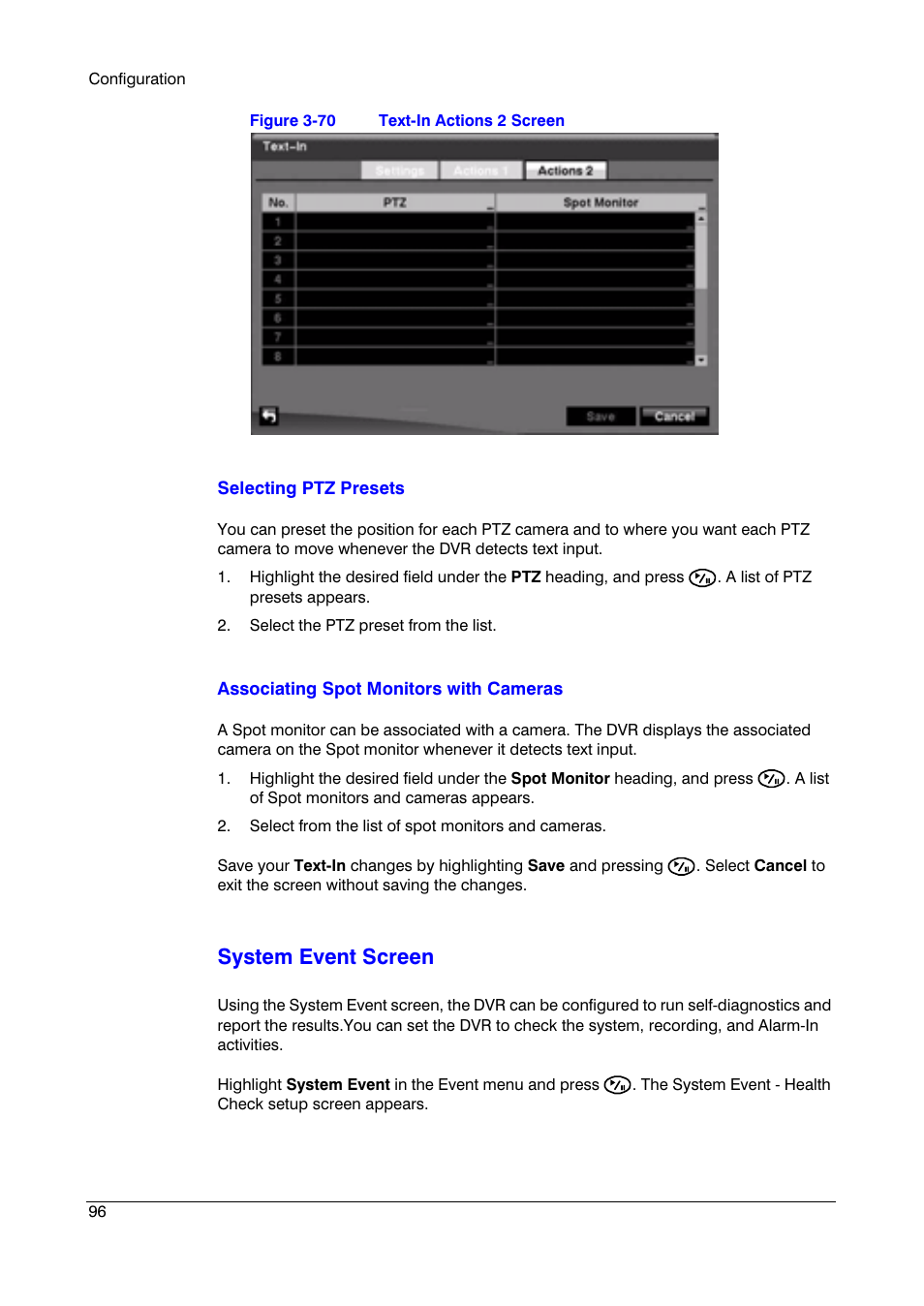 System event screen | Honeywell HRSD16 User Manual | Page 96 / 160