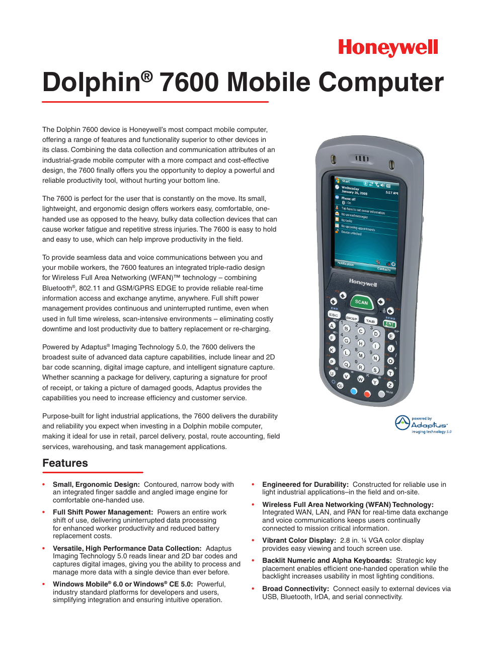 Honeywell 7600 User Manual | 2 pages