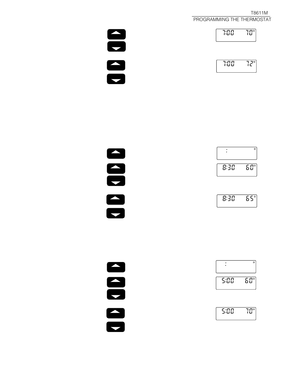 T8611m programming the thermostat | Honeywell CHRONOTHERM III T8611M User Manual | Page 21 / 32