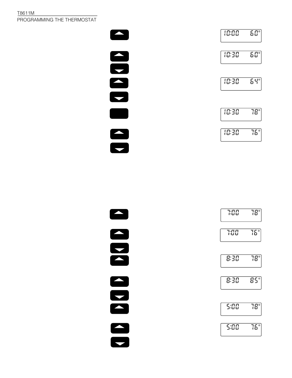 T8611m programming the thermostat | Honeywell CHRONOTHERM III T8611M User Manual | Page 22 / 32