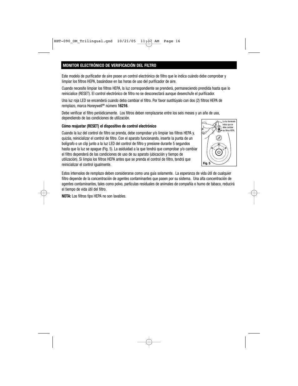 Honeywell HHT-090 User Manual | Page 16 / 20