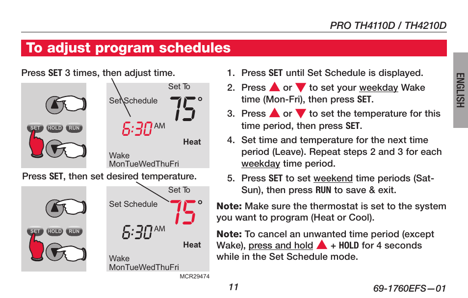 Honeywell PRO TH4000 User Manual | Page 13 / 72