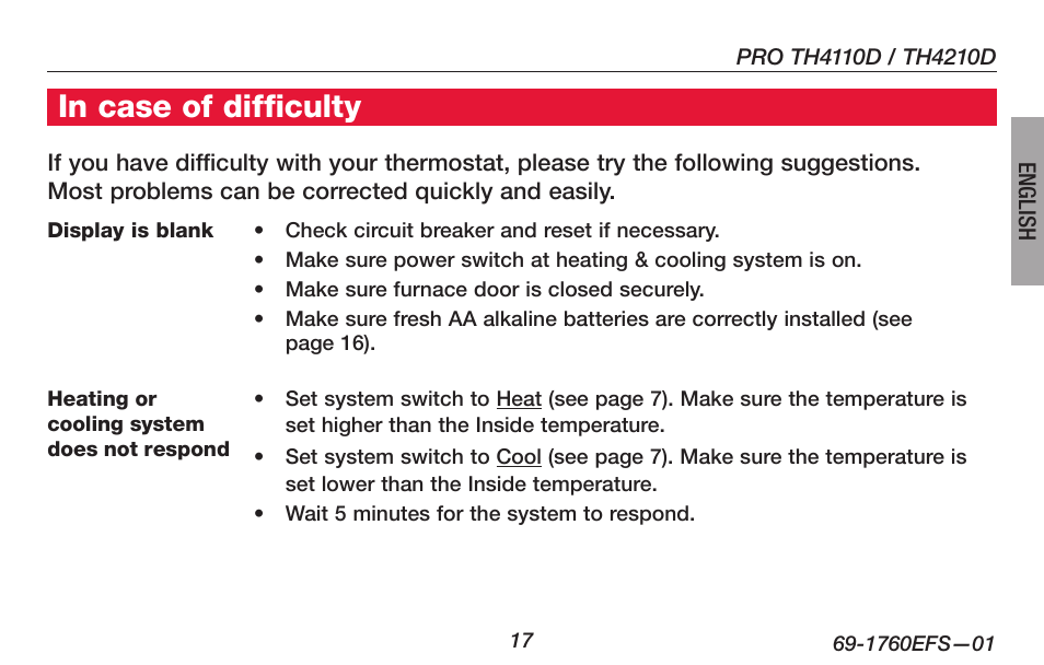 Honeywell PRO TH4000 User Manual | Page 19 / 72