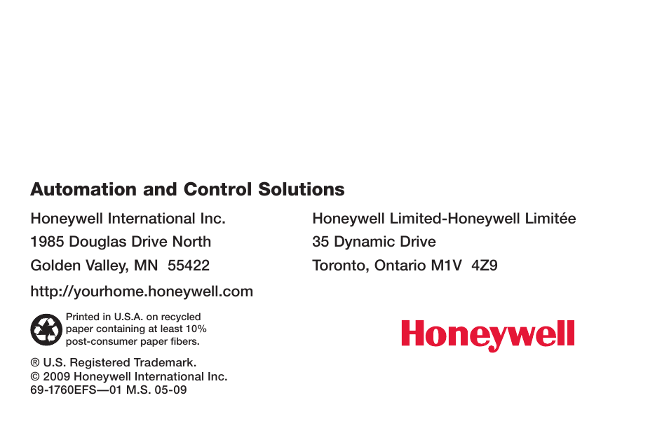 Automation and control solutions | Honeywell PRO TH4000 User Manual | Page 24 / 72