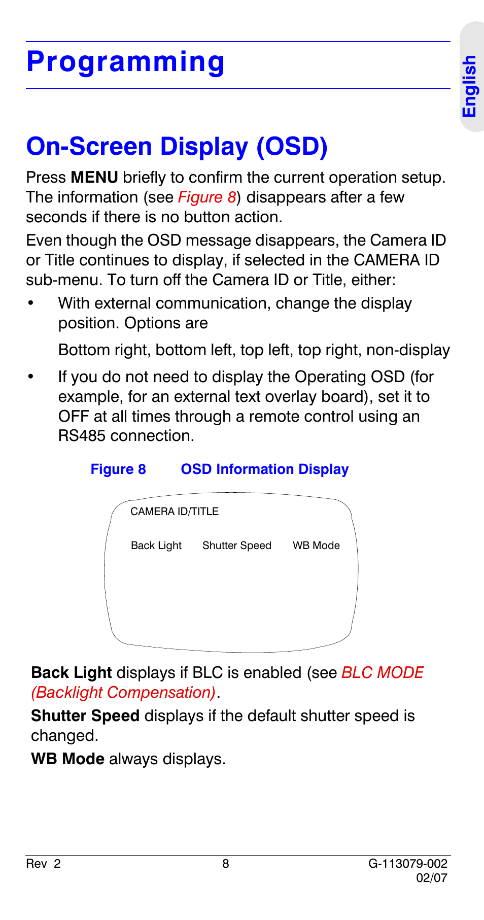 Programming, On-screen display (osd) | Honeywell HCD484L User Manual | Page 13 / 144