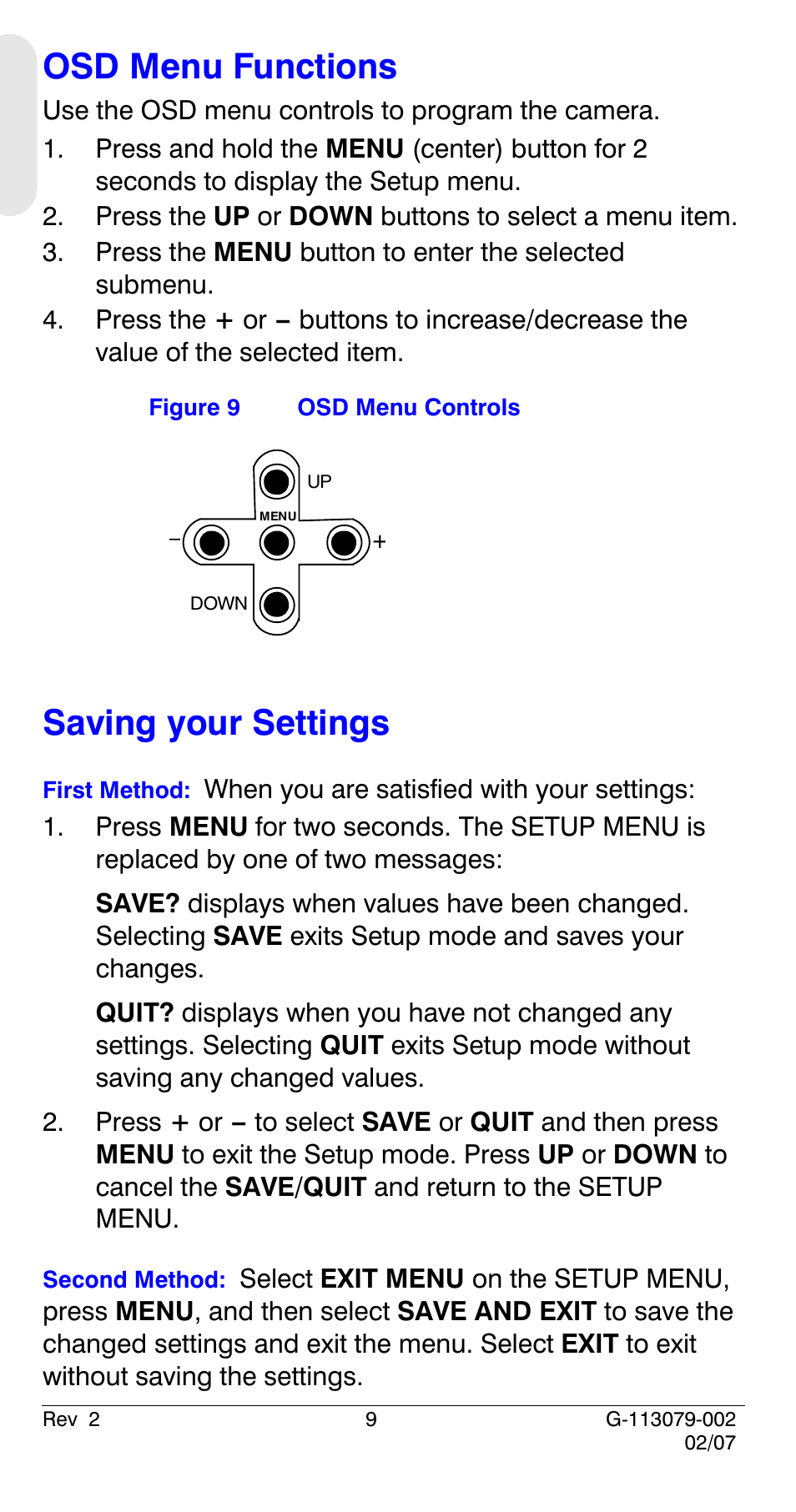 Osd menu functions, Saving your settings, Osd menu functions saving your settings | Honeywell HCD484L User Manual | Page 14 / 144