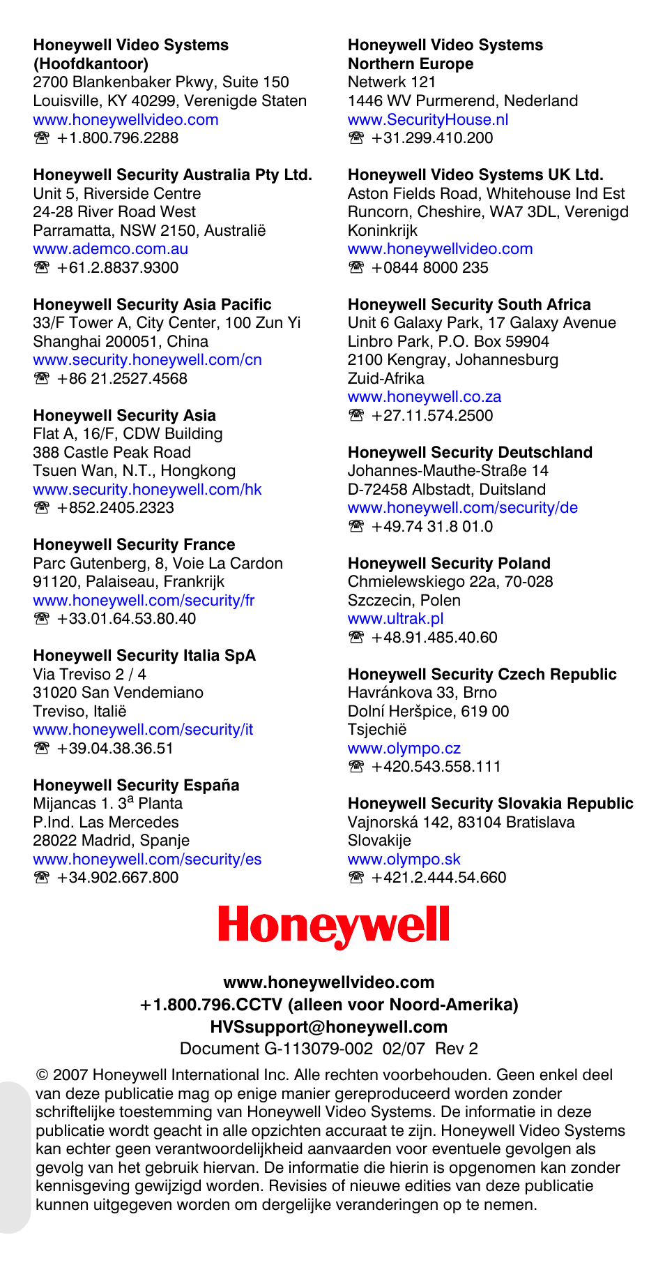 Honeywell HCD484L User Manual | Page 144 / 144
