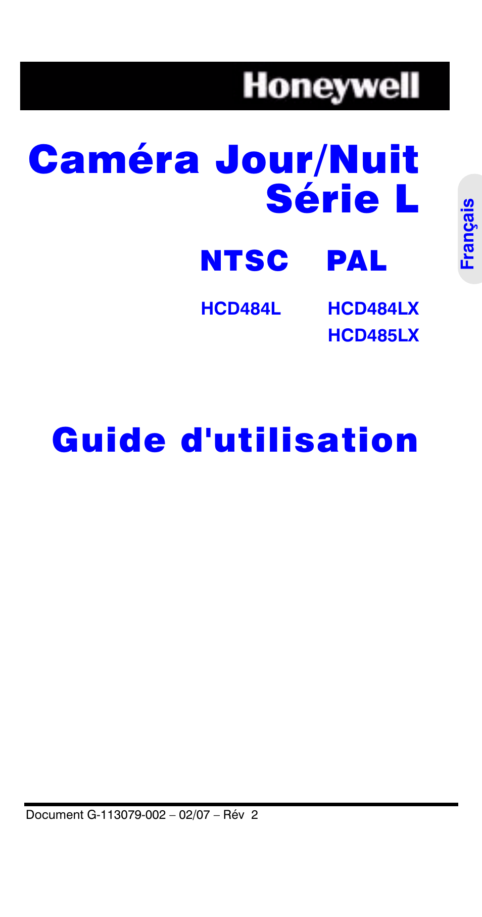 Caméra jour/nuit série l, Guide d'utilisation, Ntsc pal | Honeywell HCD484L User Manual | Page 25 / 144