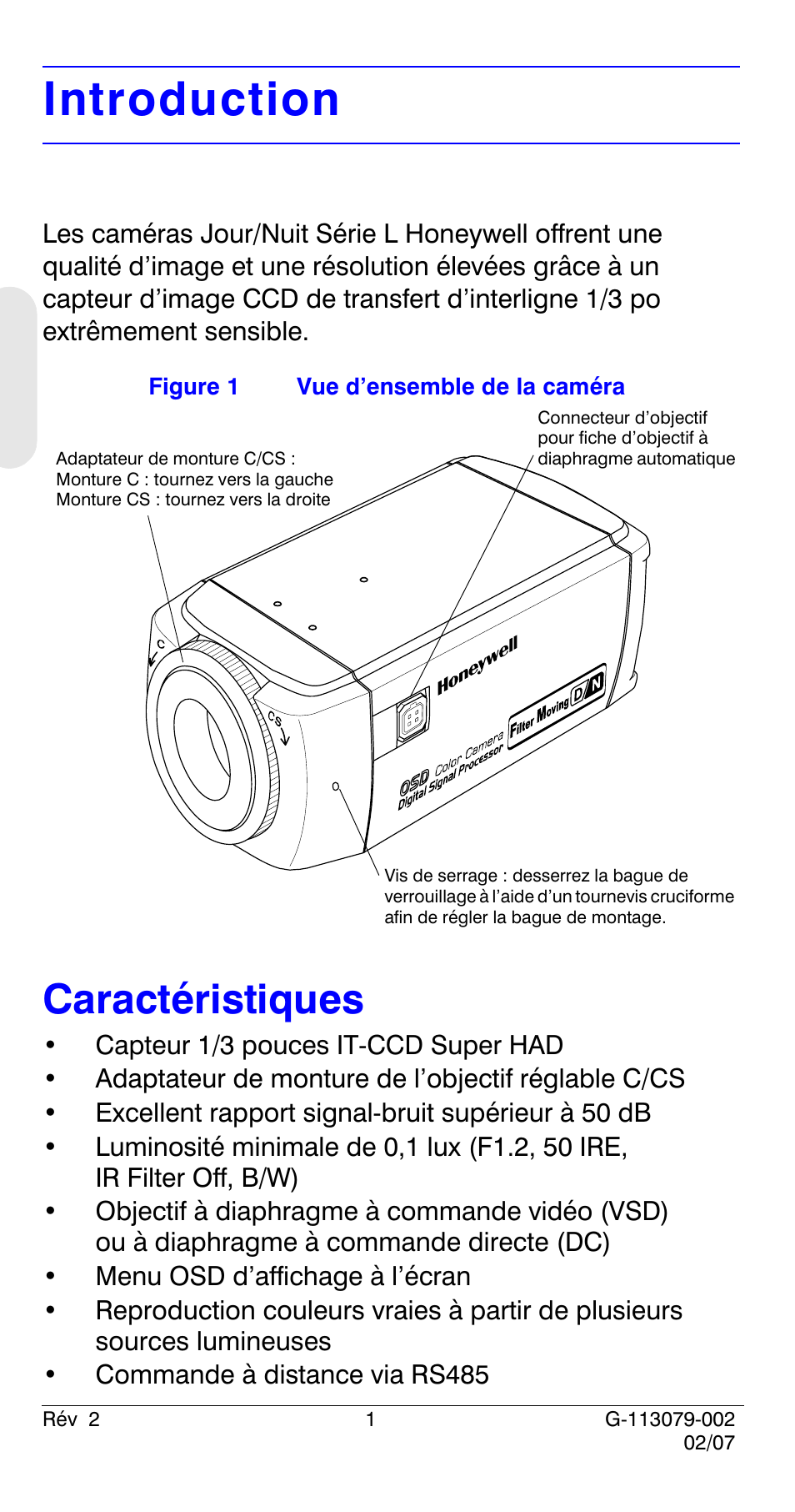 Introduction, Caractéristiques | Honeywell HCD484L User Manual | Page 30 / 144