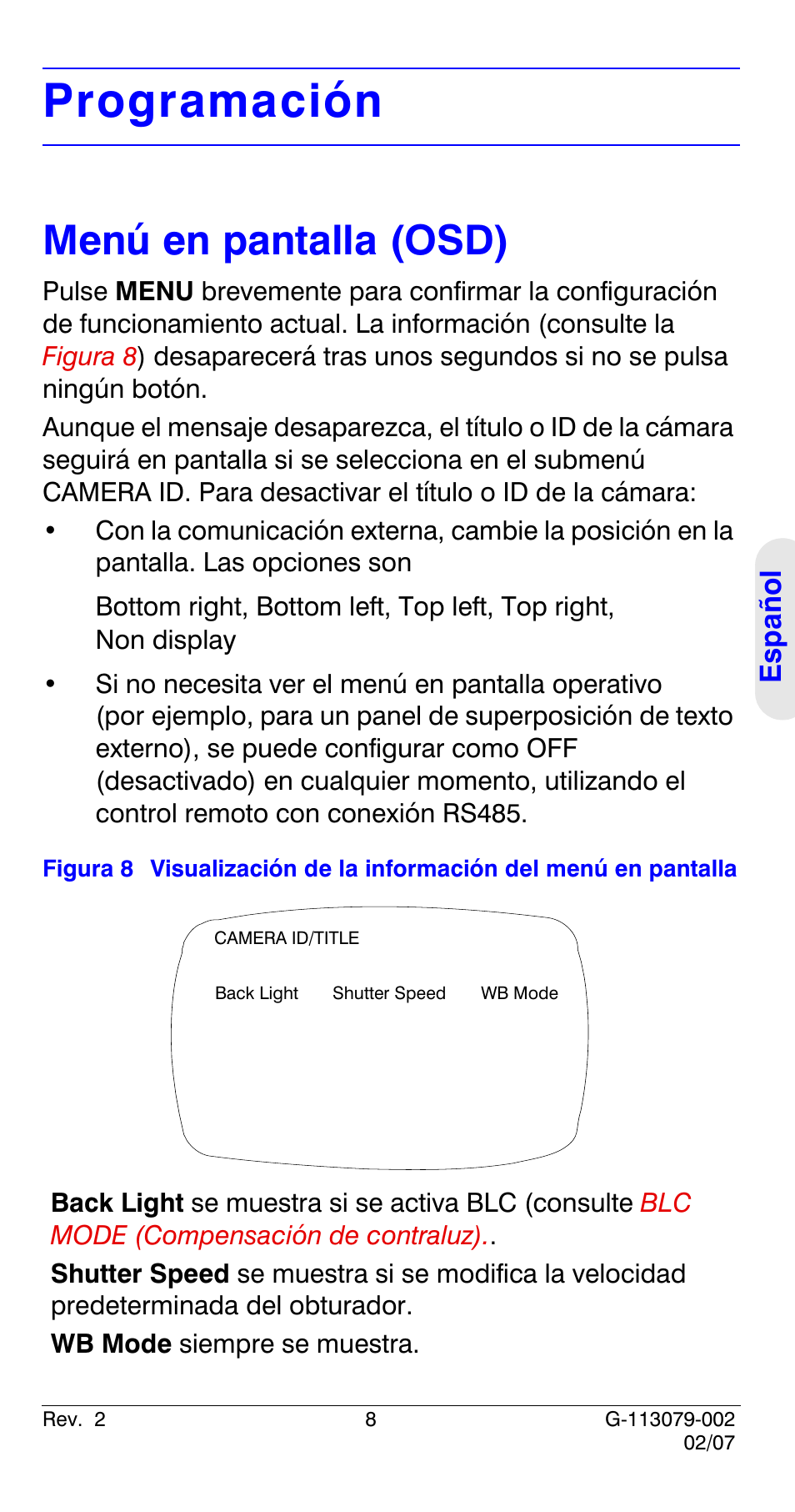 Programación, Menú en pantalla (osd) | Honeywell HCD484L User Manual | Page 61 / 144