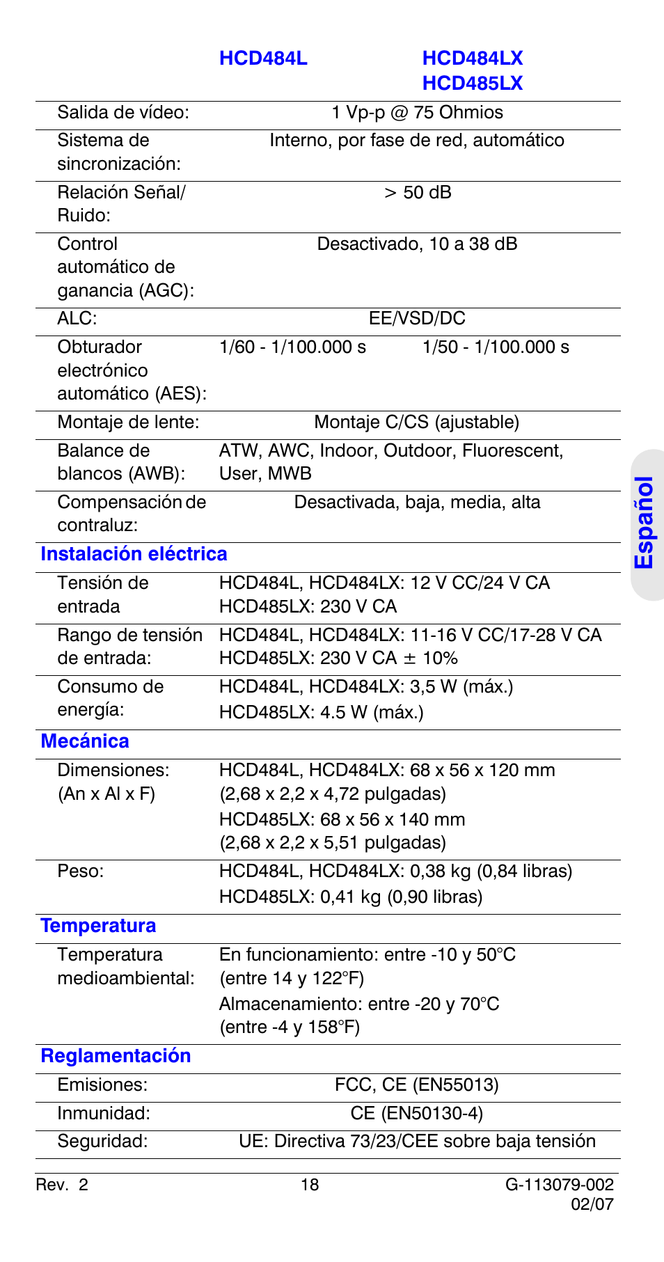 Español | Honeywell HCD484L User Manual | Page 71 / 144