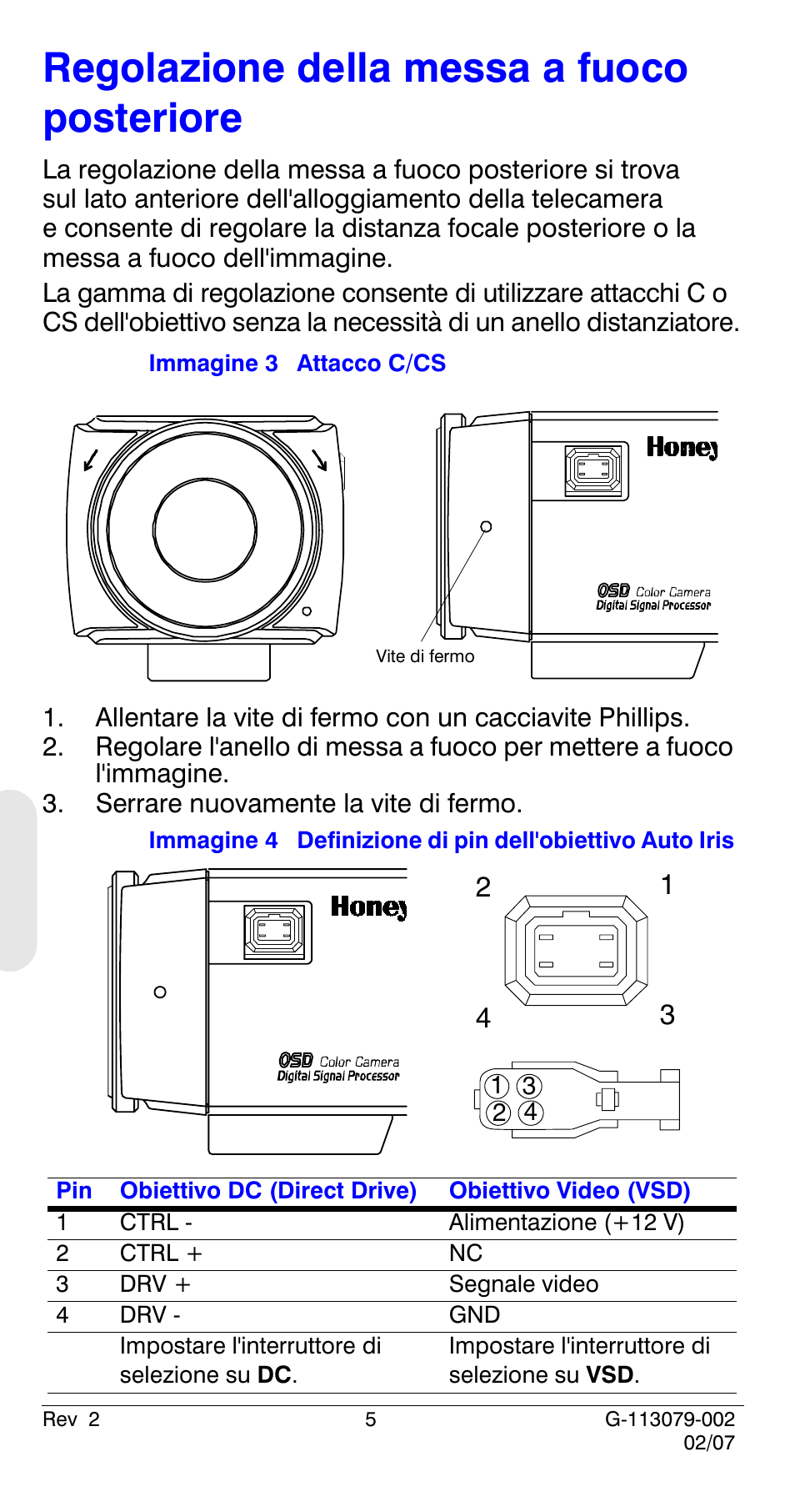 Regolazione della messa a fuoco posteriore | Honeywell HCD484L User Manual | Page 82 / 144