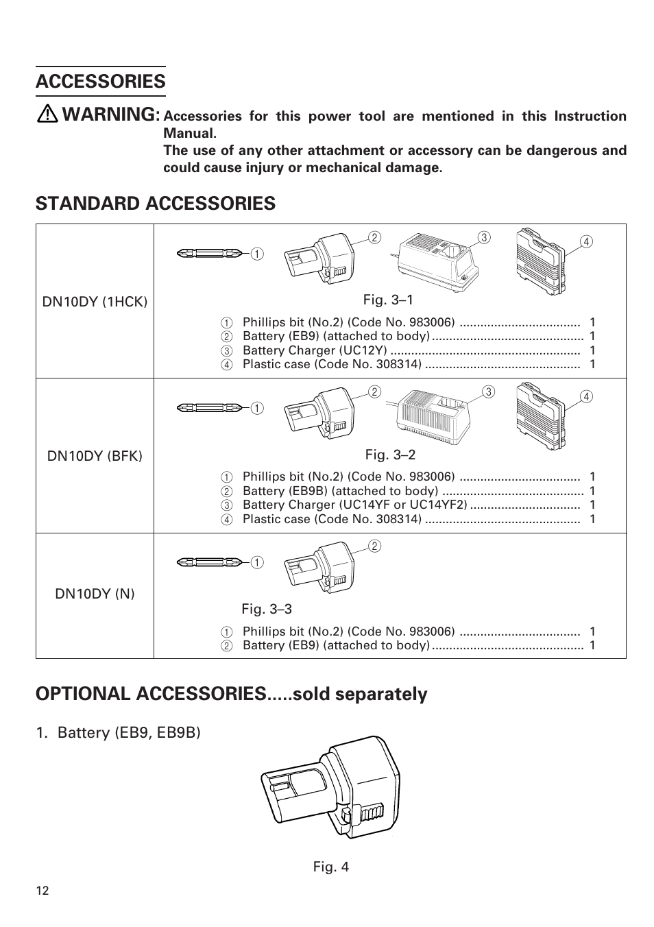 Accessories warning | Honeywell DN 10DY User Manual | Page 12 / 24