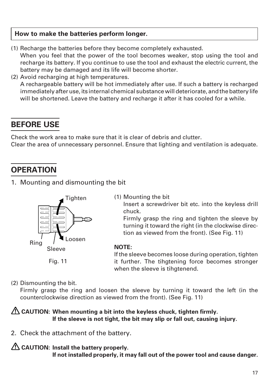 Before use, Operation | Honeywell DN 10DY User Manual | Page 17 / 24