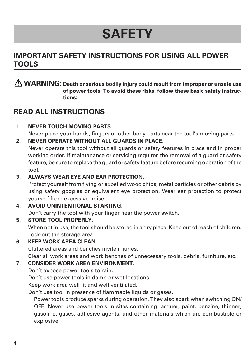 Safety, Read all instructions | Honeywell DN 10DY User Manual | Page 4 / 24