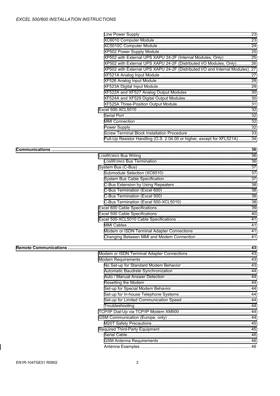Honeywell Excell 500/600 Controll System 500-XCL5010 User Manual | Page 2 / 48
