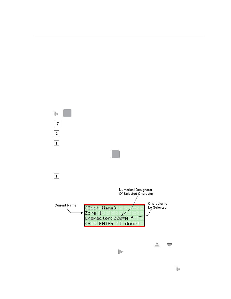 4 zone, 1 edit zone, 1 edit zone name | Zone -5, 1 edit zone -5, 1 edit zone name -5, N 7.4.1.1 | Honeywell INTELLIKNIGHT 5820XL User Manual | Page 131 / 244