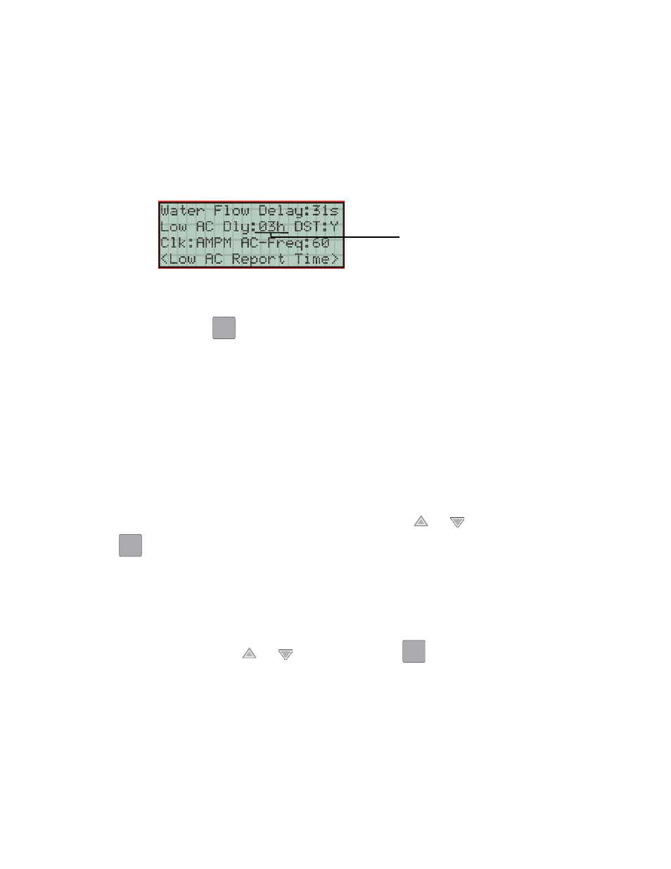 2 low ac report delay, 3 automatic daylight savings adjustment, 4 clock display format (am/pm or military) | 5 change ac line frequency, Low ac report delay -40, Section 7.7.4.3, N 7.7.4.5 | Honeywell INTELLIKNIGHT 5820XL User Manual | Page 165 / 244