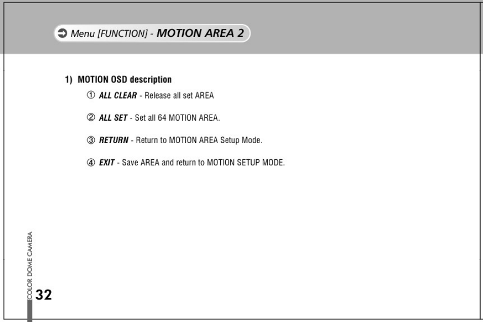 1) motion osd description | Honeywell HD61 User Manual | Page 32 / 40