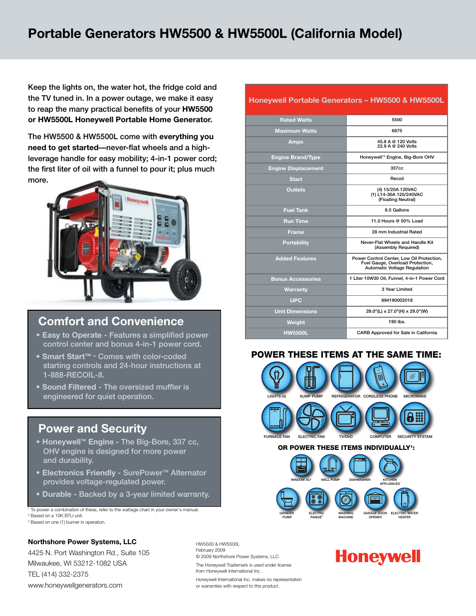 Honeywell HW5500 User Manual | 1 page