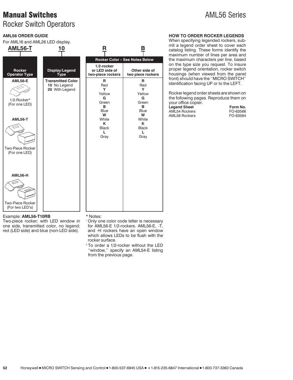 Aml56-t 10 r b | Honeywell AML56 Series User Manual | Page 2 / 4