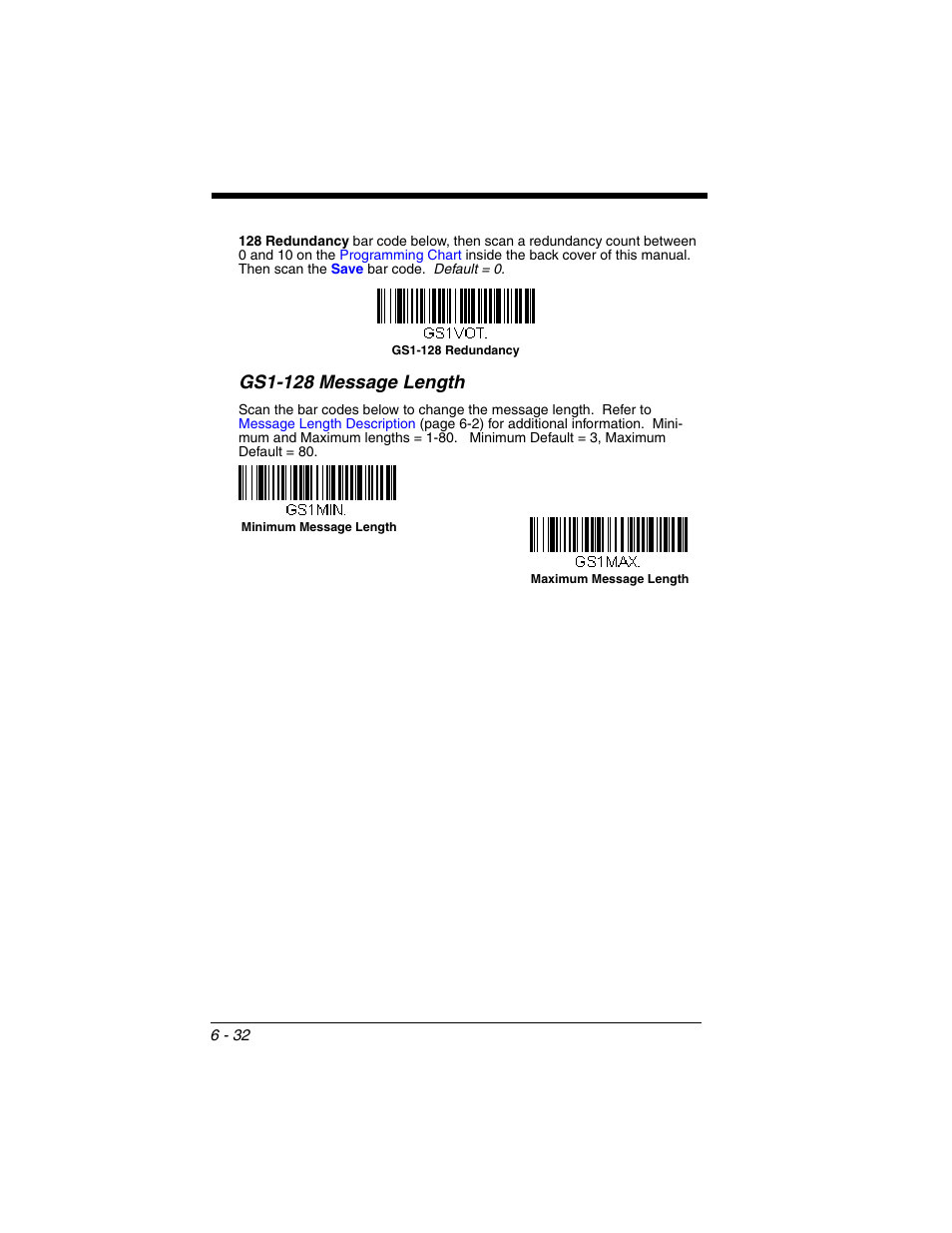Gs1-128 message length | Honeywell VOYAGER 1250G User Manual | Page 128 / 240
