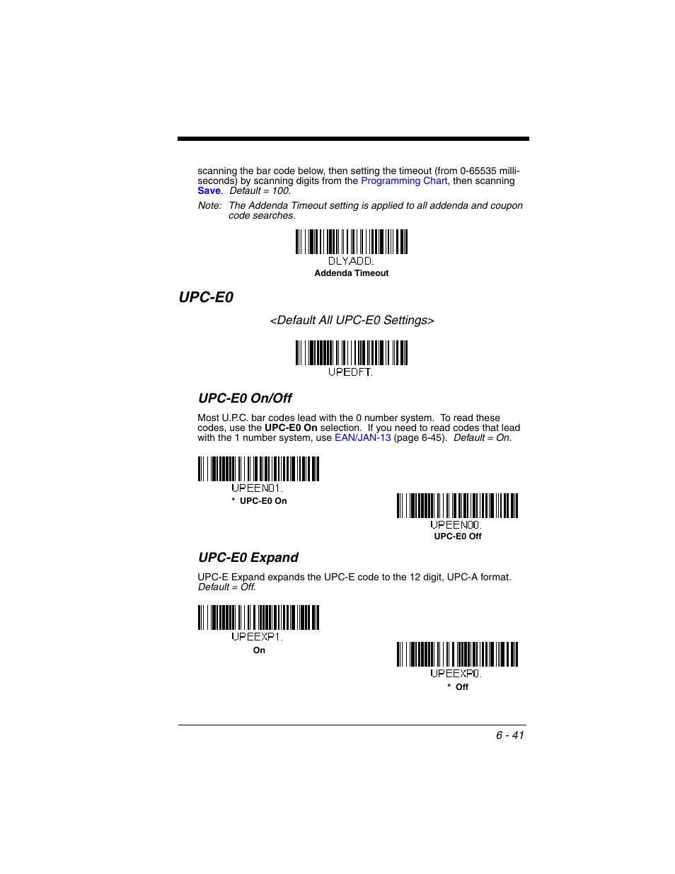 Upc-e0, Upc-e0 -41, Upc-e0 on/off | Upc-e0 expand | Honeywell VOYAGER 1250G User Manual | Page 137 / 240