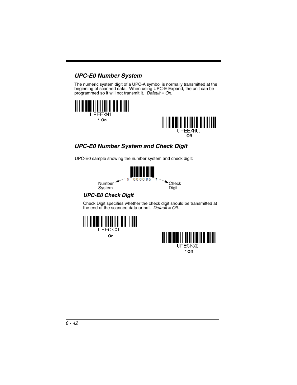 Upc-e0 number system, Upc-e0 number system and check digit | Honeywell VOYAGER 1250G User Manual | Page 138 / 240