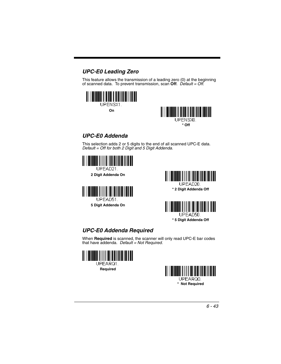 Upc-e0 leading zero, Upc-e0 addenda, Upc-e0 addenda required | Honeywell VOYAGER 1250G User Manual | Page 139 / 240