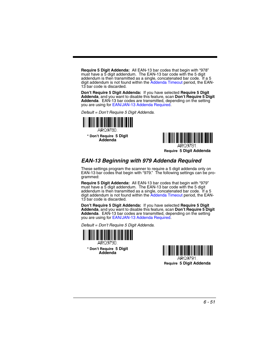 Ean-13 beginning with 979 addenda required, Ean-13 beginning with 979 addenda required -51 | Honeywell VOYAGER 1250G User Manual | Page 147 / 240