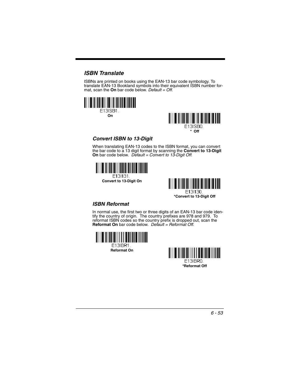 Isbn translate, Isbn translate -53 | Honeywell VOYAGER 1250G User Manual | Page 149 / 240