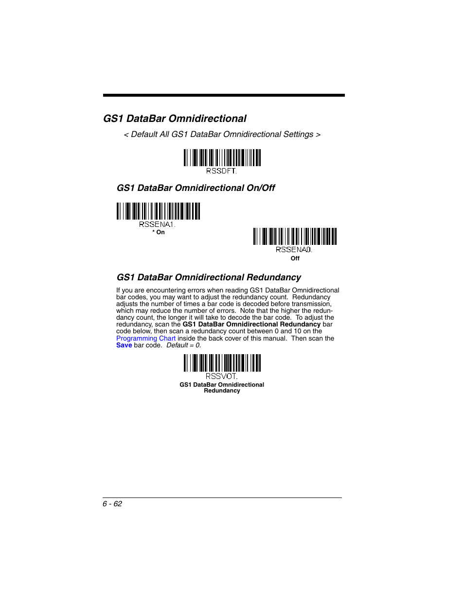 Gs1 databar omnidirectional, Gs1 databar omnidirectional -62 | Honeywell VOYAGER 1250G User Manual | Page 158 / 240