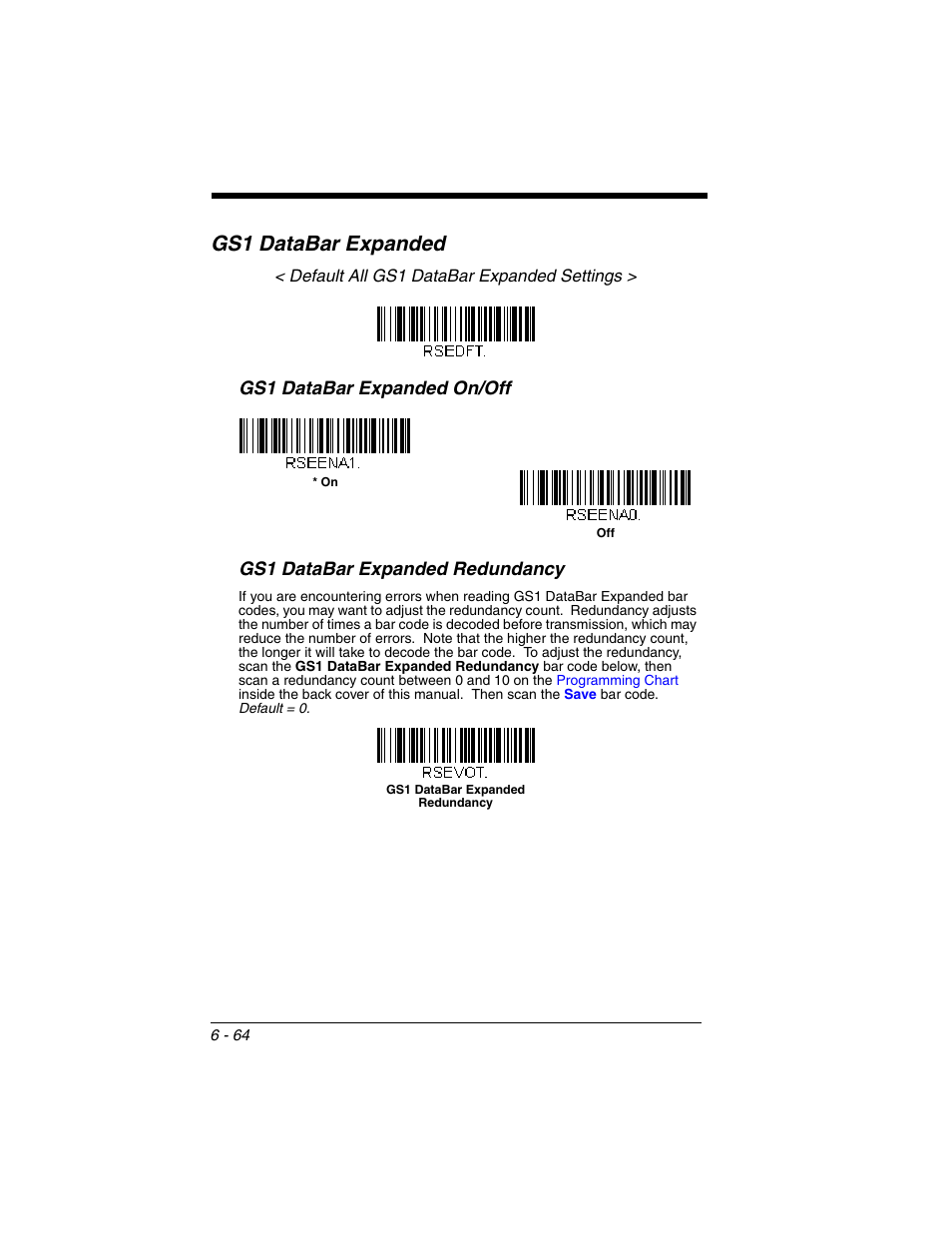 Gs1 databar expanded, Gs1 databar expanded -64 | Honeywell VOYAGER 1250G User Manual | Page 160 / 240