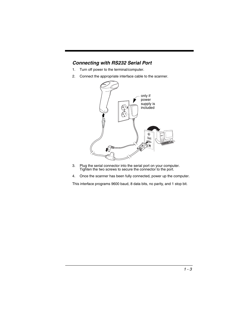 Connecting with rs232 serial port, Connecting with rs232 serial port -3 | Honeywell VOYAGER 1250G User Manual | Page 19 / 240