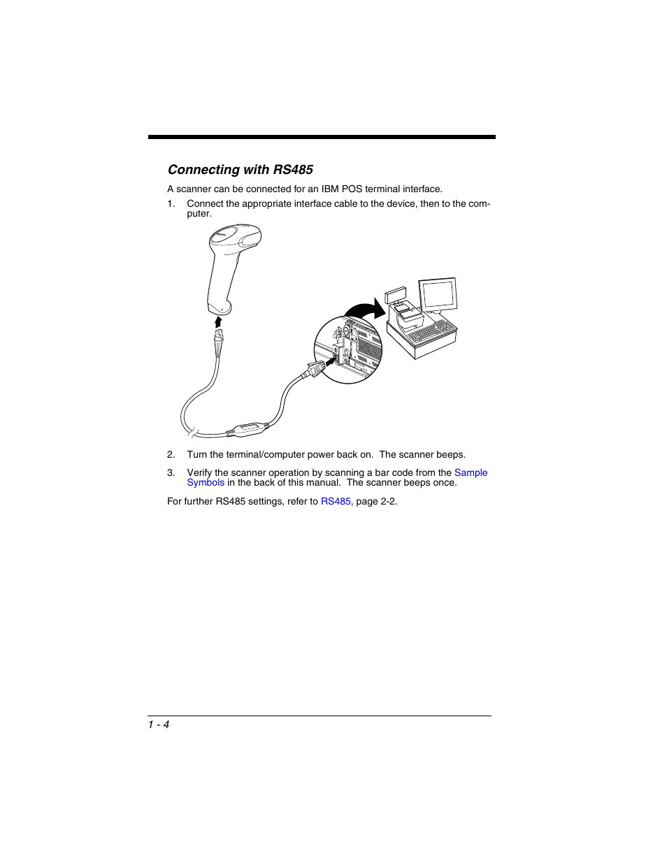 Connecting with rs485, Connecting with rs485 -4 | Honeywell VOYAGER 1250G User Manual | Page 20 / 240