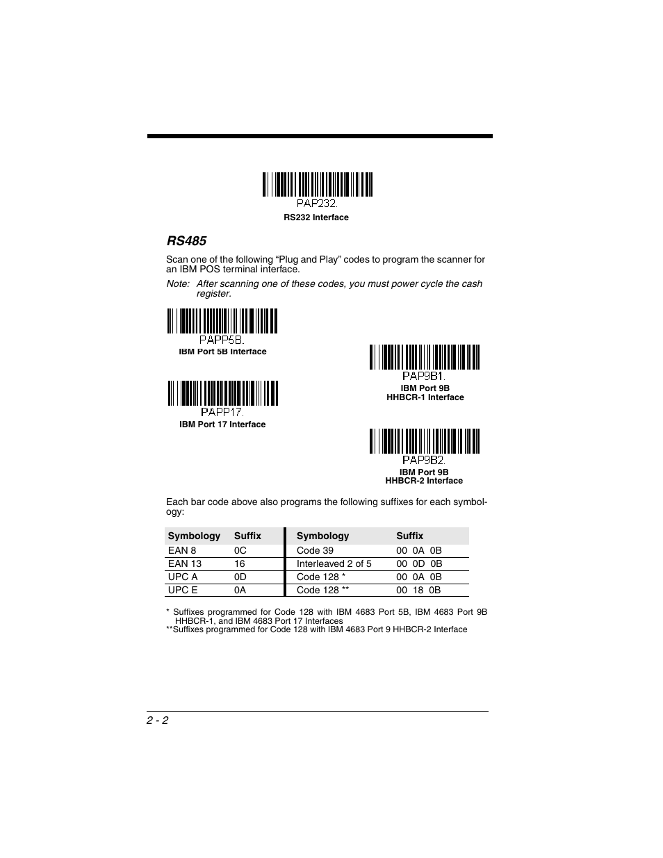 Rs485, Rs485 -2 | Honeywell VOYAGER 1250G User Manual | Page 26 / 240