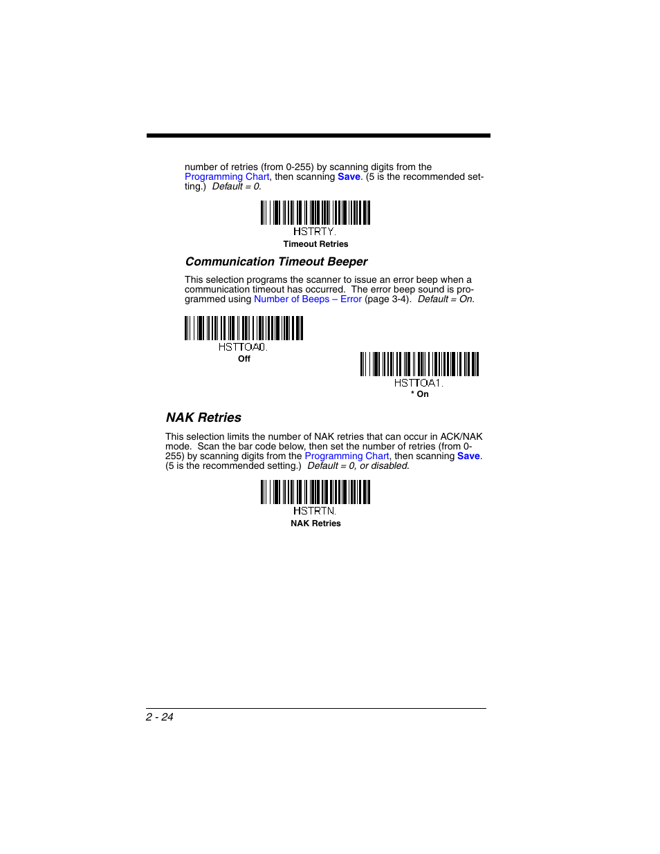 Nak retries, Nak retries -24 | Honeywell VOYAGER 1250G User Manual | Page 48 / 240
