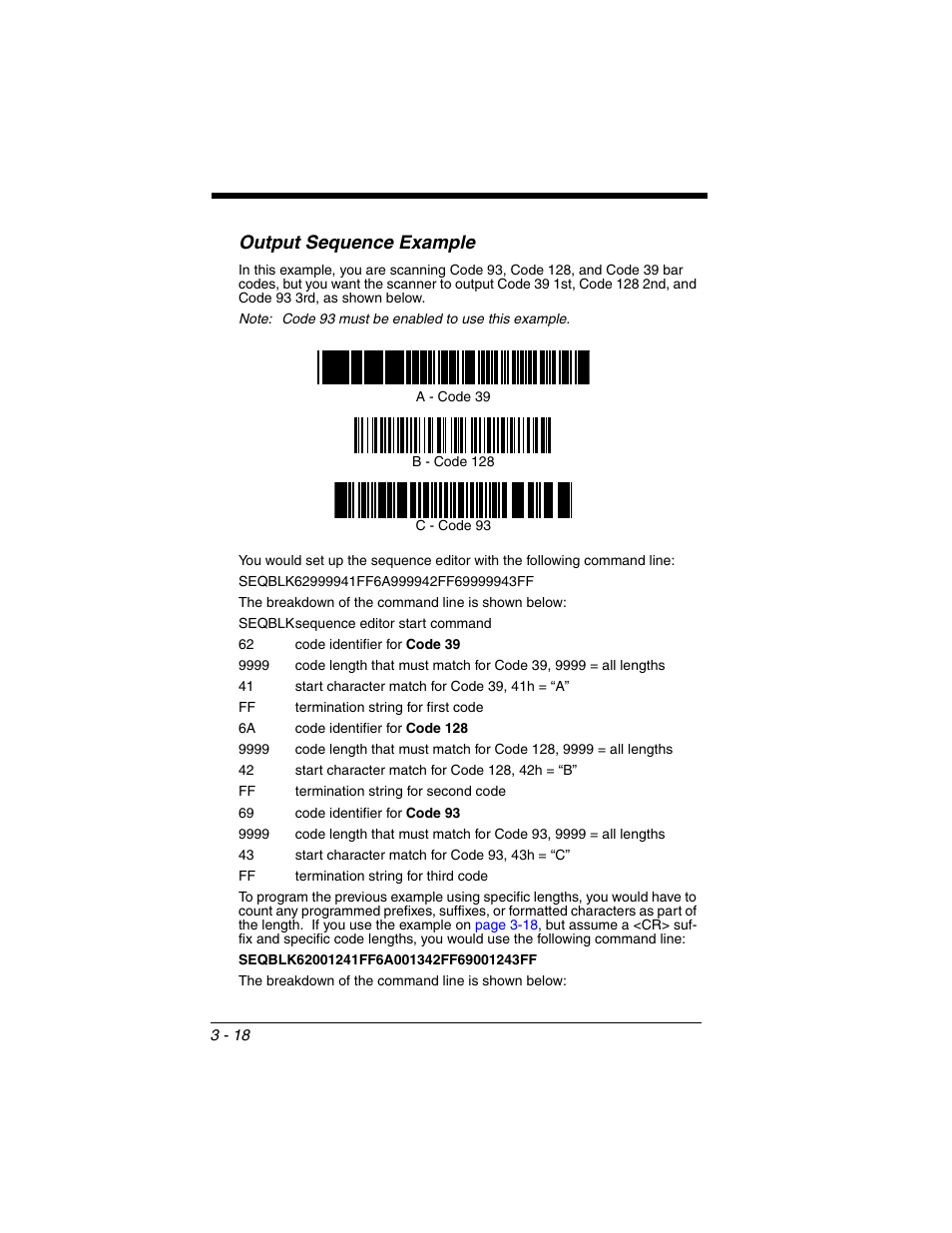 Output sequence example | Honeywell VOYAGER 1250G User Manual | Page 70 / 240