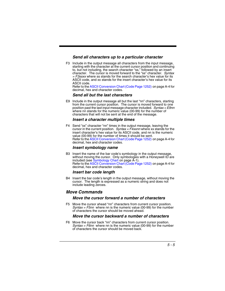 Move commands, Move commands -5 | Honeywell VOYAGER 1250G User Manual | Page 89 / 240