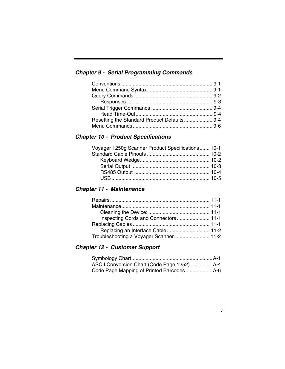 Honeywell VOYAGER 1250G User Manual | Page 9 / 240